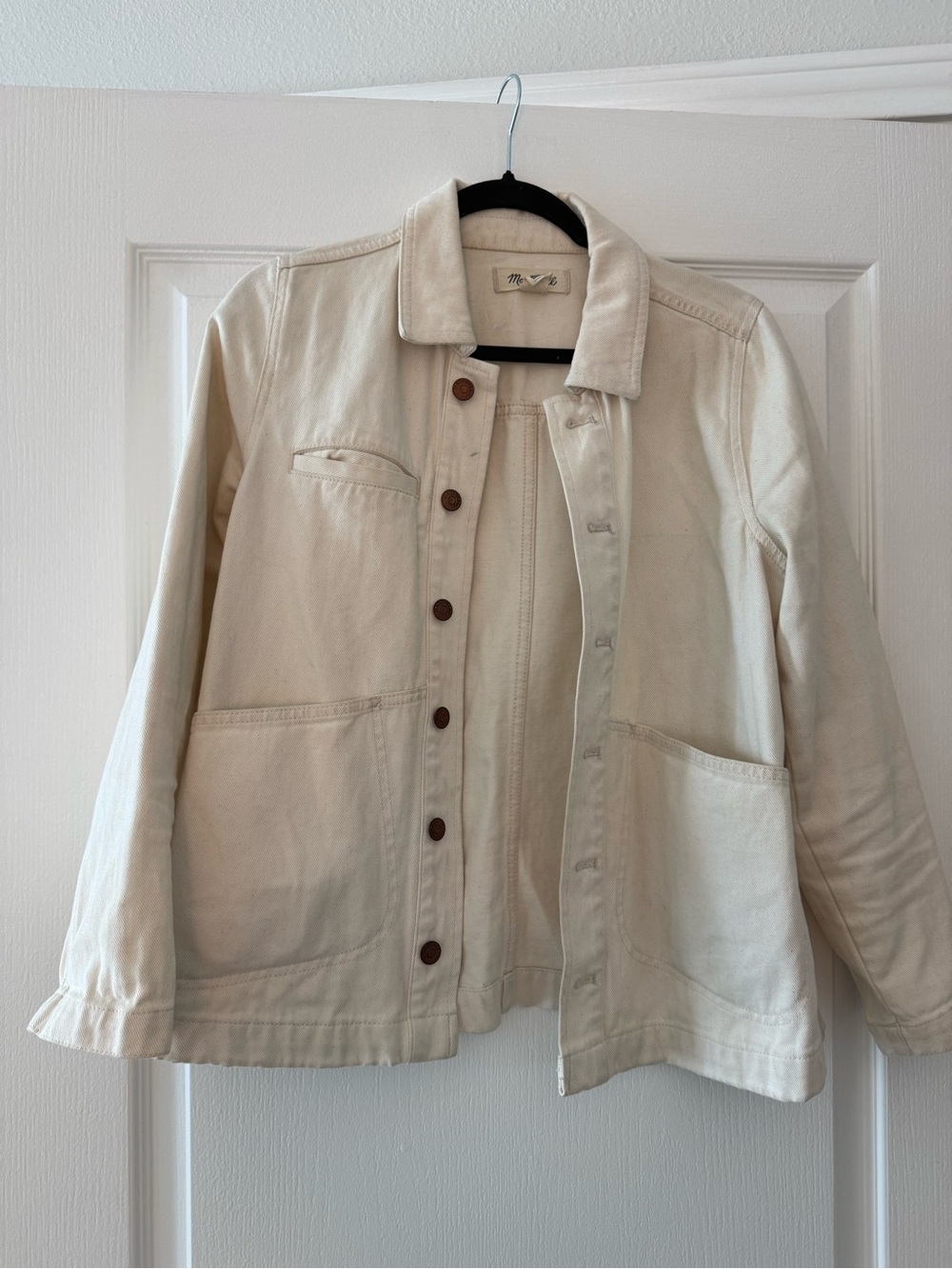 Madewell Cream Denim Jacket with Brown Buttons